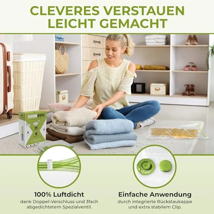 NORDIC® Vakuumbeutel 6er Set Größe L, 80x60cm, BPA-frei, wiederverwendbar, ideal für Kleidung und Bettdecken, geruchs- und schimmelresistent, inkl. Etiketten zur Beschriftung – Bild 3