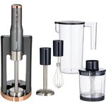 HAGENUK Stabmixer-Set | 800 Watt | Titan-Klinge | 7-teilig | Kartoffelstampfer | edelstahl Schneebesen | Chopper | Meßbecher