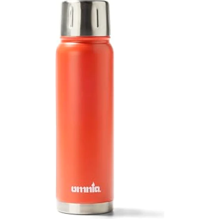 Omnia Edelstahl Vakuum-Isolierflasche, Doppelwandig, LFGB-Zertifiziert, Auslaufsicher, Spülmaschinenfest, für Heiße und Kalte Getränke, Orange – Bild 1