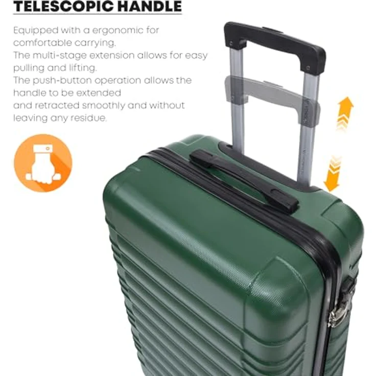 YONSLY Premium Reisekoffer M, Handgepäck Trolley mit TSA-Schloss und YKK-Reißverschluss, 4 Rollen, Dunkelgrün – Bild 5
