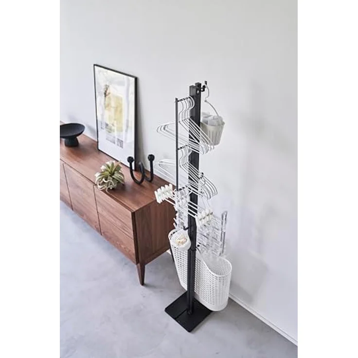 YAMAZAKI 6620 Tower Klappbarer Wäscheständer für den Innenbereich, schwarz, Stahl/Polypropylen, minimalistisch, 175 x 25 x 160 cm – Bild 5