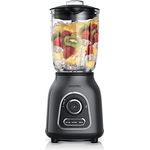 Arendo Standmixer Glas und Smoothie Mixer - Hochleistungsmixer 24.000 U min - 1,75 lL Glasbehälter - 6-flügeliges kugelgelagertes Edelstahlmesser - 30 Leistungsstufen - Impulsfunktion - Edelstahl