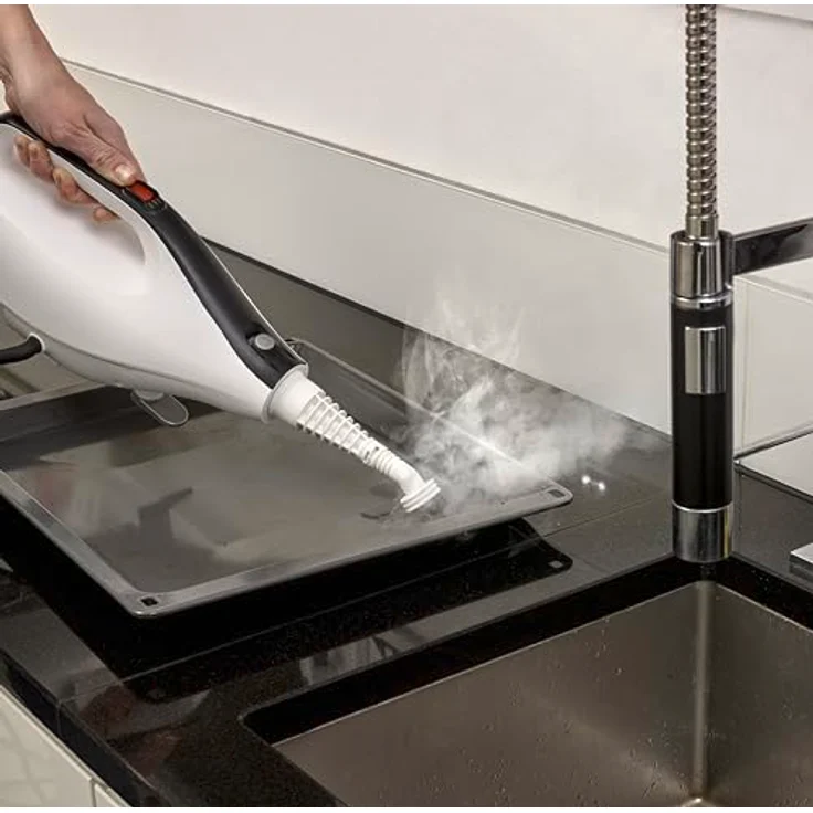 SEVERIN 2-in-1 Dampfreiniger mit Mehrzweckfunktion & praktischem Kombi-Zubehör, für Hartböden und Teppiche, entfernt 99,9% Bakterien, 5 Sekunden Aufheizzeit, 1.400 W, 2,7 kg, weiß-schwarz SC 7145 – Bild 3