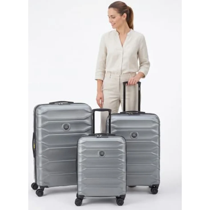 Delsey Paris Meteor Kofferset 3-teilig, grau, 100% ABS mit Dehnfalte, 50 cm x 32 cm x 78 cm, 4 Rollen – Bild 2