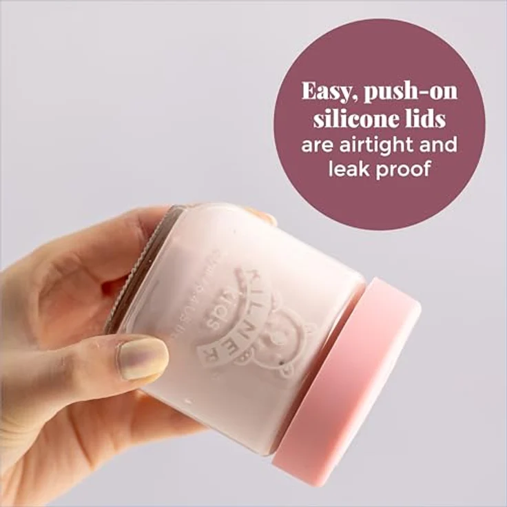Kilner Babygläser Set, 6tlg. 190 ml, schadstofffreie Babybrei Behälter mit Silikondeckeln in 3 Farben, ideal zum Aufbewahren, Einfrieren und Servieren von hausgemachter Babynahrung – Bild 3
