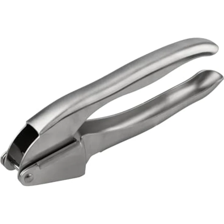 FMprofessional Edelstahl Knoblauchpresse – Hochwertige 18/8 Edelstahlqualität, spülmaschinengeeignet, ergonomischer Griff, Grau – Bild 1