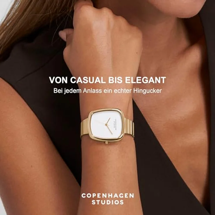 Copenhagen Studios Curved Watch Silber, 34 mm - Elegante Damenuhr aus poliertem Edelstahl mit Quarzwerk, 3 ATM wasserdicht, kratzfest – Bild 5