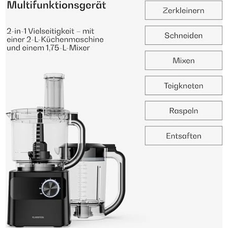 Klarstein Velaire Küchenmaschine mit Kochfunktion, 1200 W, 2 l Behälter, Mixer und vielseitigem Zubehör – Bild 3