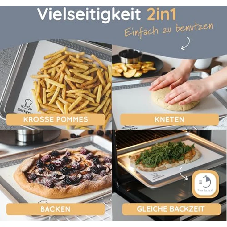 Backefix Silikon Backmatte als Dauer Backpapier wiederverwendbar – Zero Waste Backzubehör plastikfrei, mit Dauerbackmatte backen statt Pergamentpapier, BPA-frei, hitzebeständig, geprüft (40x30cm) – Bild 3