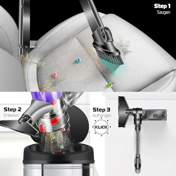 KESSER® Akku-Staubsauger 2in1 | Handstaubsauger ohne Beutel mit HEPA-Filter | Akkusauger bis 45 Min. Laufzeit + Fugendüse & Staubbürste | LED-Licht XL Staubbehälter für Hartböden Teppich Tierhaare, in Blau – Bild 3