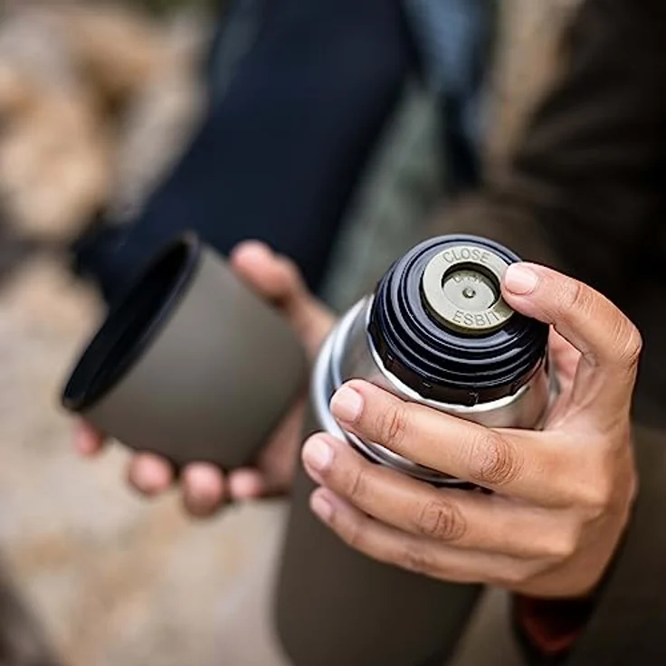 Esbit Isolierflasche | Edelstahl | BPA-Frei | Schwarz, Oliv, Weiß | 1L & mehr | Reise, Outdoor, Angeln | Tee, Kaffee – Bild 7