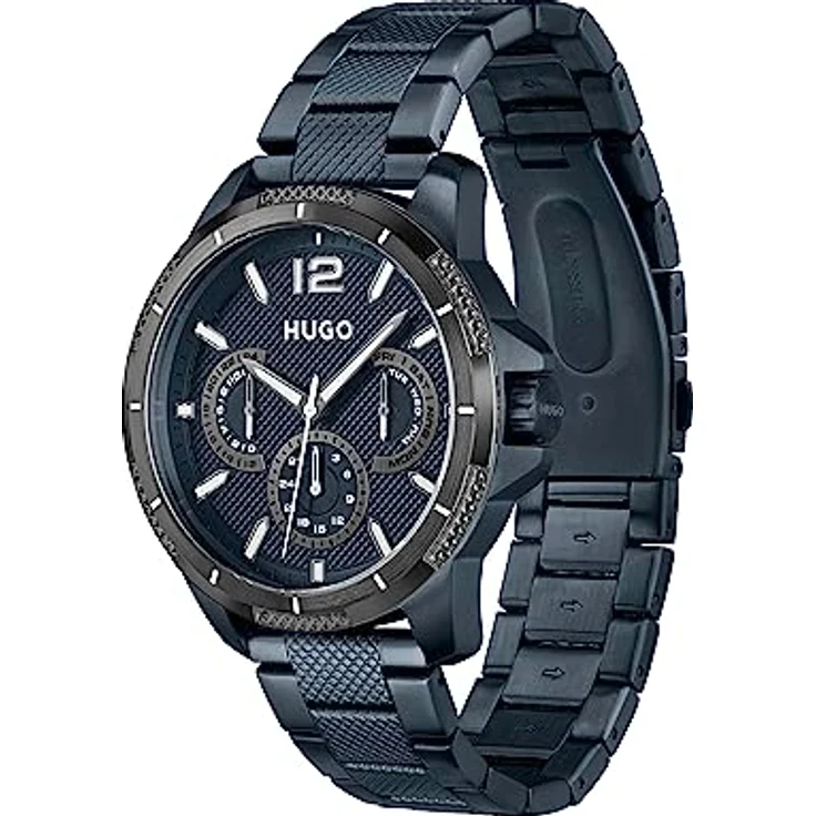 HUGO Multi Zifferblatt Quarz Uhr für Herren, Sportkollektion mit blauem Edelstahlarmband, 46 mm Gehäuse, 5 bar wasserabweisend, IP-beschichtet - 1530194 – Bild 2