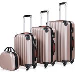 Monzana Koffer Monzana, 4 Rollen, Baseline 4tlg Rose-Gold Beautycase M L XL Gelgriffe Zahlenschloss