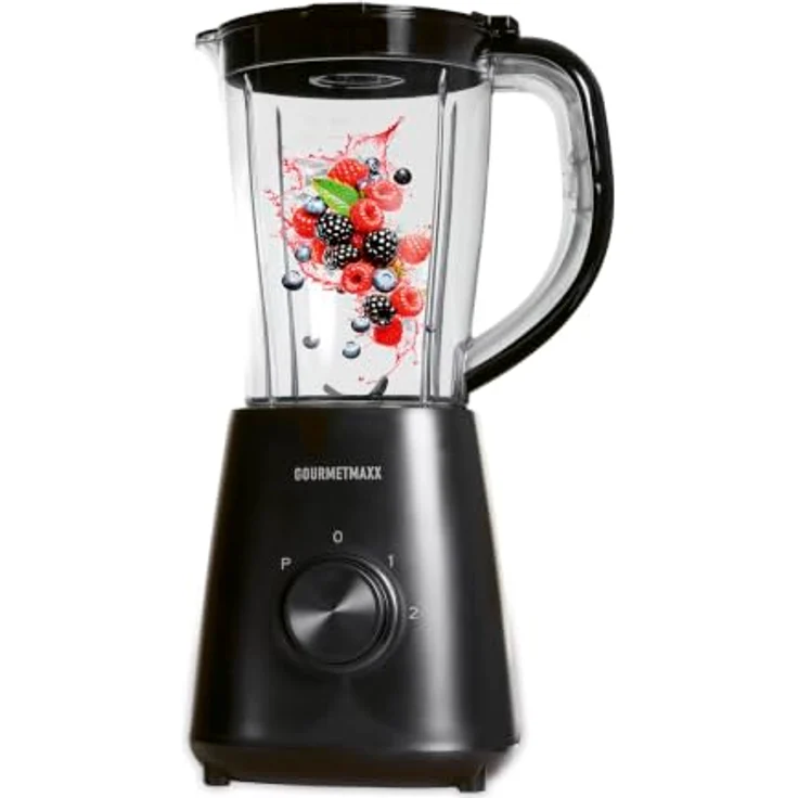 GOURMETmaxx Standmixer 500W, 1,5 l, matt schwarz, 4-fach-Edelstahlklinge, Smoothies in 60 Sek., 2 Stufen + Pulse – Bild 1