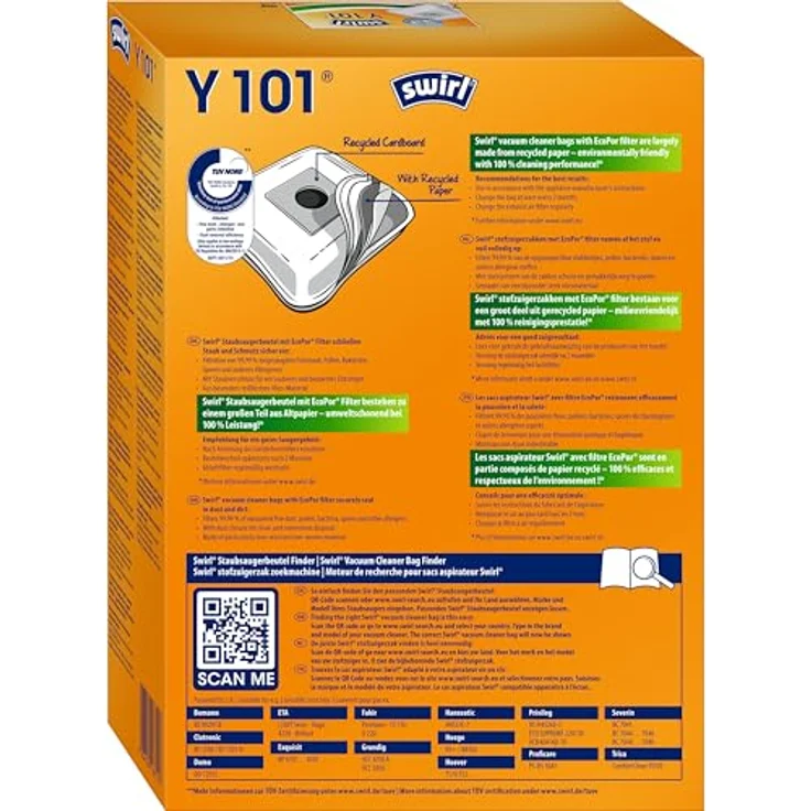 Swirl Y101 AirSpace Staubsaugerbeutel, 4 Stück, MicroPor® Plus Anti-Allergen-Filter, ressourcenschonend, made in Germany – Bild 2