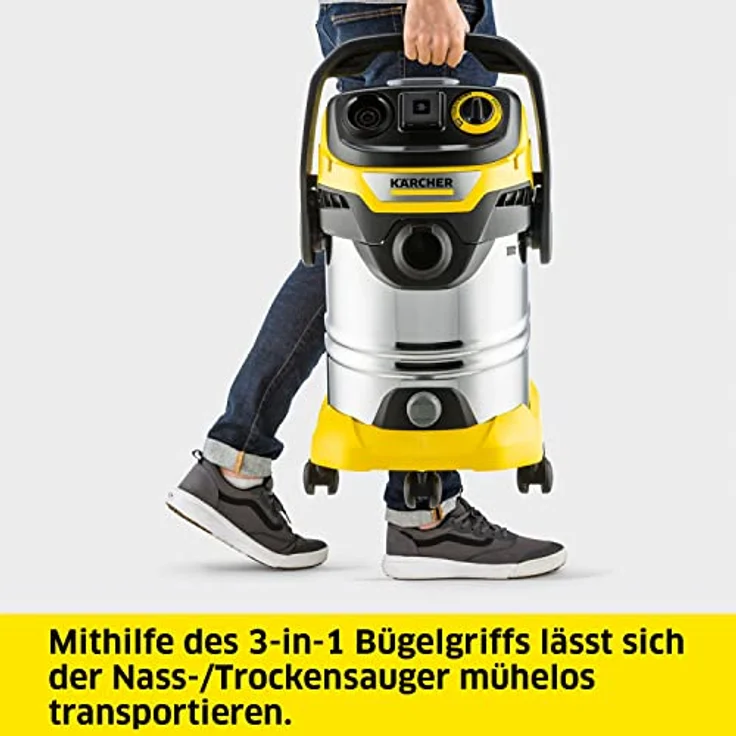 Kärcher WD 6 P S V-30/8/35/T, Nass-/Trockensauger mit 30l Edelstahlbehälter, 1.300 W, 8m Kabel und 3,5m Saugschlauch, inkl. Steckdose und Flachfaltenfilter – Bild 4