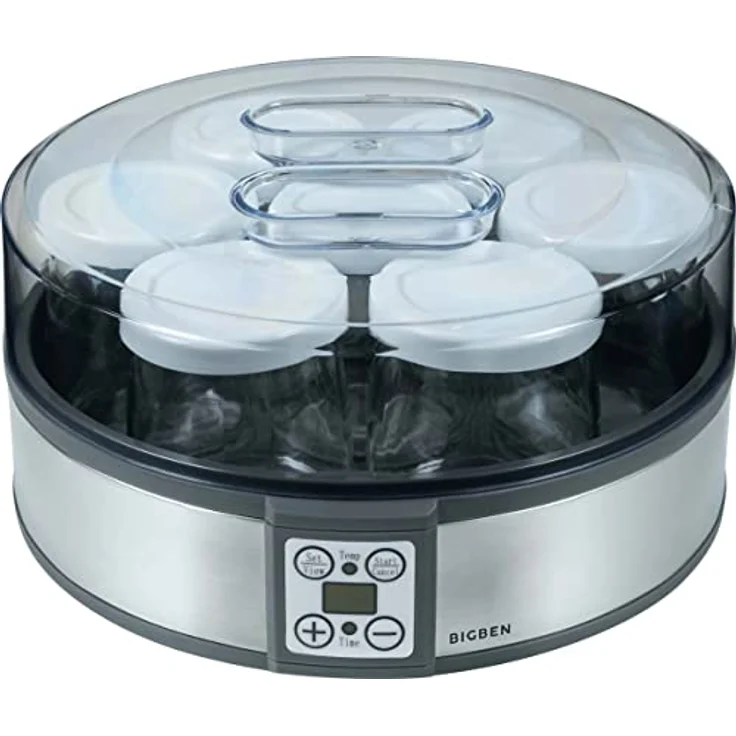 BigBen Joghurtbereiter Joghurt-Maker YM1G, präzise Temperatur- und Zeitsteuerung, 7 Portionen à 180 ml, digitale Anzeige, energiesparend – Bild 3