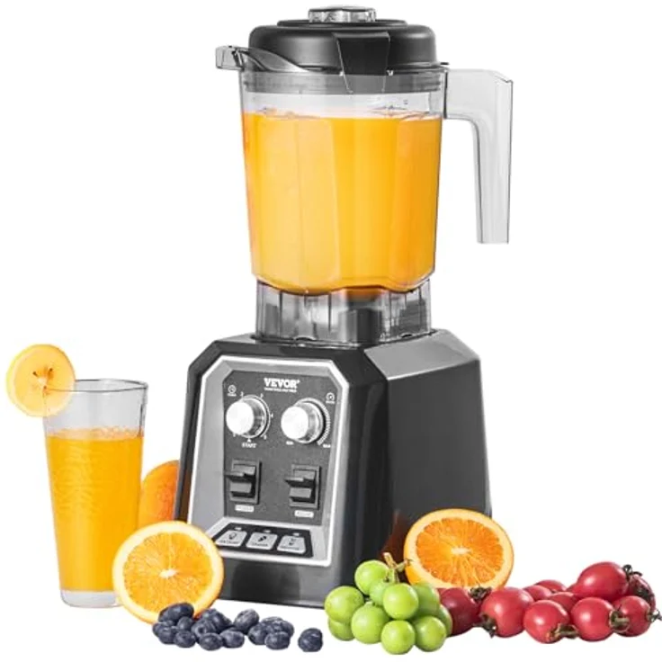 VEVOR Kommerzieller Standmixer HS-210D-US, 2200 W, 3-Funktionen, 2 L Kapazität, für gefrorene Getränke, Milchshakes und Smoothies, schwarz – Bild 1