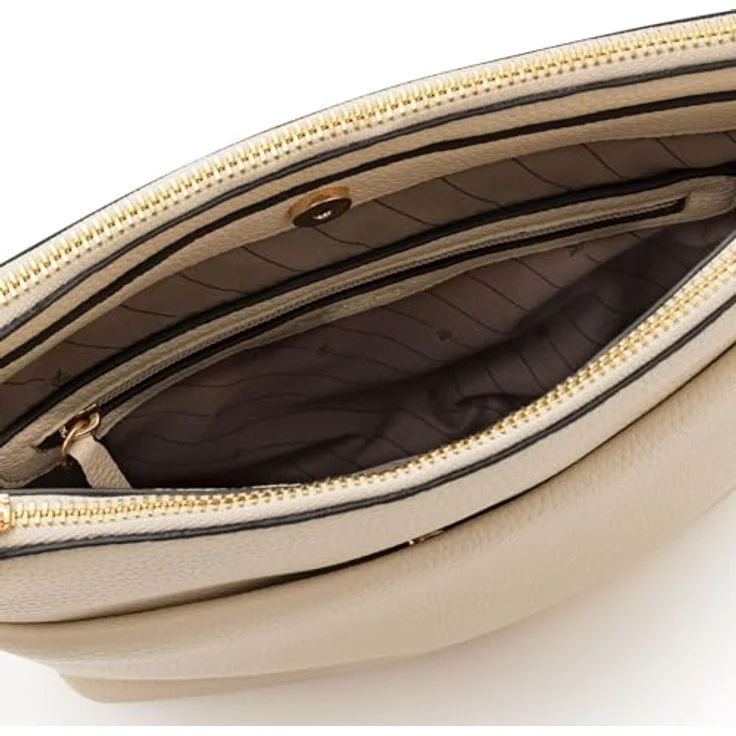 L.Credi Eda Umhängetasche 23 cm, Beige, mit Reißverschlussfach und Organizer, verstellbarem Umhängeriemen – Bild 5