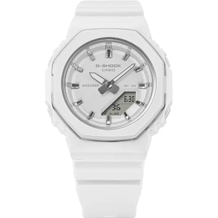 Casio GMA-P2110, Damen-Armbanduhr analog/digital, Quarz, weiß, 20 bar wasserfest, 40 mm Gehäuse, mit Stoppuhr und Alarm – Bild 2