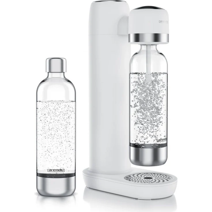 Arendo Wassersprudler Soda Streamer, 3-tlg. Set mit 2x 1000 ml BPA-freien Flaschen, individuell dosierbarer Carbonator, kompatibel mit 60l CO2 Zylindern, kompaktes Design