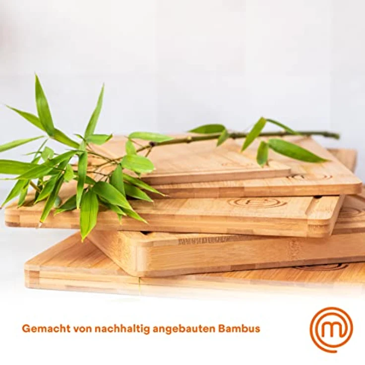 MasterChef Schneidebrett Groß, Holzbrett Küche mit Saftrille, Antibakterielles Bambus Brett, 39cm x 27cm x 3cm, Schneidbretter Hygienisch Spülmaschine Sicher, Nachhaltig Gestaltet, XL – Bild 3