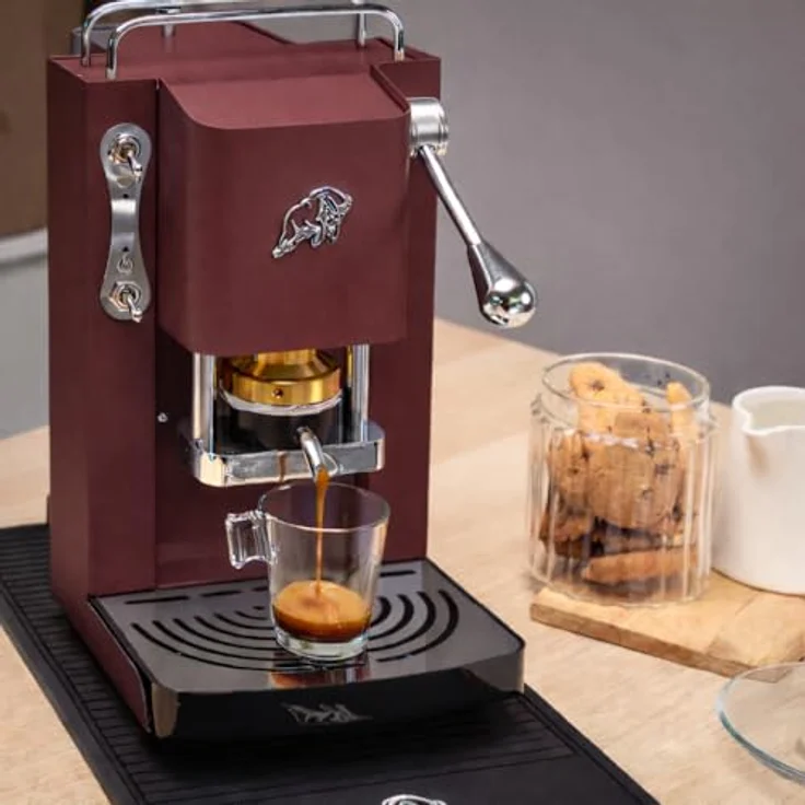 Faber Pro Essential Chrom, ESE Pad Espressomaschine in Cherry Red mit Wassertank aus Glas und erhöhtem Auslauf – Bild 2