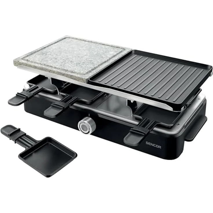 SENCOR Raclette Multifunktionsgerät Leistungsstark 1400W, Raclette 8 Personen, Grill & Griddle, EasyClean, Verstellbare Temperatur – Bild 1