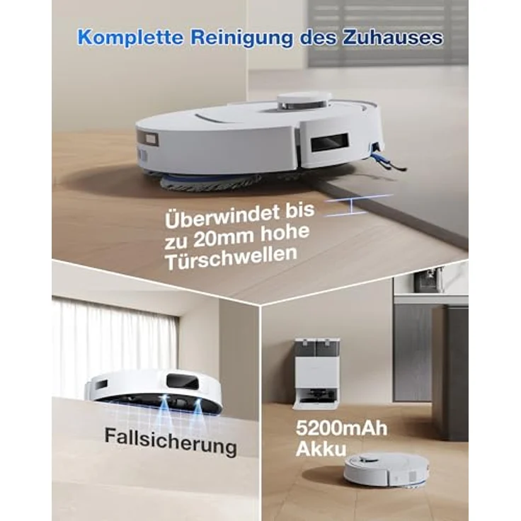 ECOVACS DEEBOT T30e Omni Saugroboter mit Wischfunktion, 25.000 Pa Saugkraft, All-in-One-Station, OZMO Turbo 2.0, TrueMapping 2.0 und ZeroTangle 3.0 – Bild 6