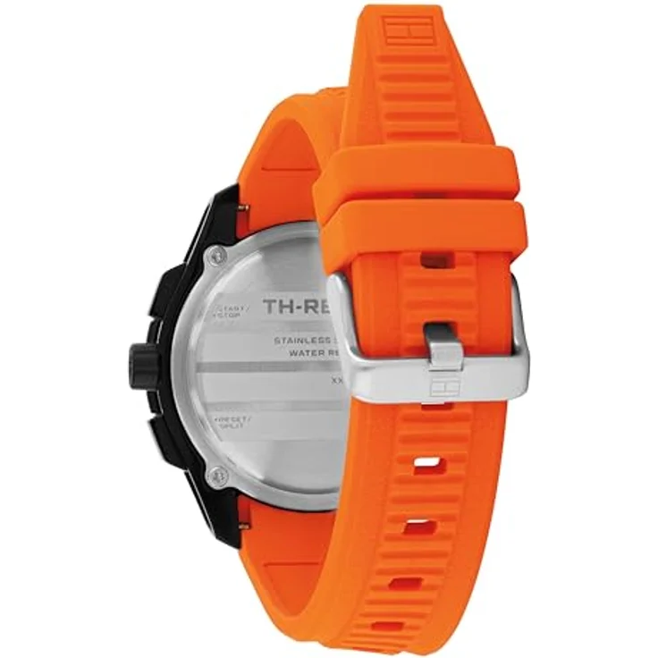 Tommy Hilfiger Chronographen-Quarzuhr mit Kalender, 44 mm Gehäuse, oranges Silikonarmband, Wasserfest bis 10 ATM, Modell 1792234 – Bild 3