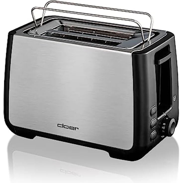 Cloer 3569 King-Size-Toaster für 2 XXL Scheiben-Check-Funktion-Edelstahlgehäuse - 1000 Watt-schwarz Kunststoff – Bild 2