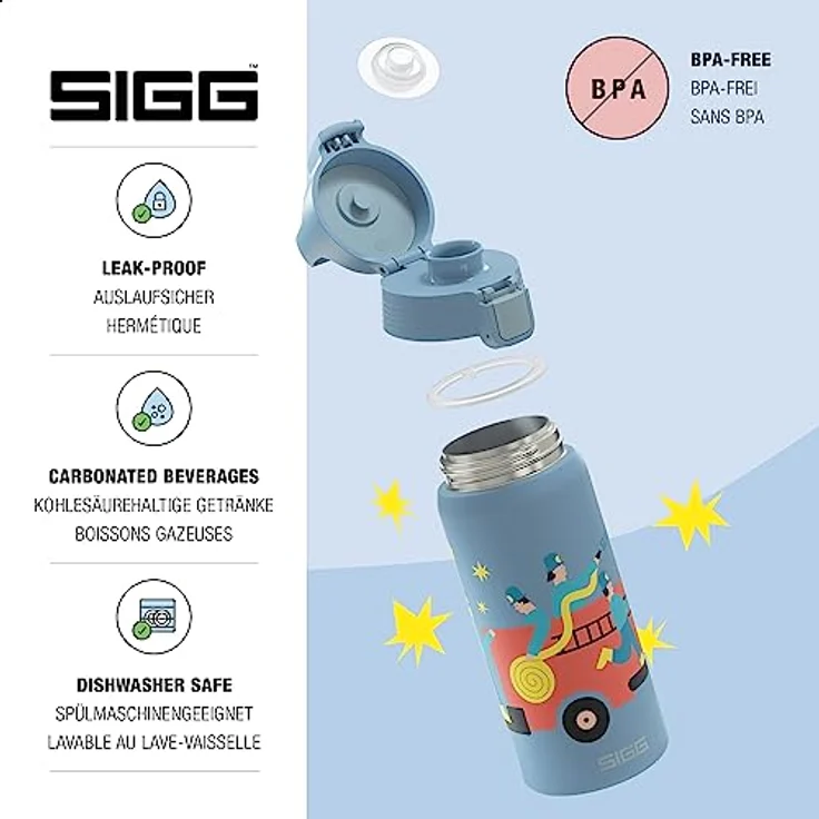 SIGG - Isolierte Trinkflasche Kinder - Shield Therm Kids - Für kohlensäurehaltige Getränke geeignet - Auslaufsicher - Spülmaschinenfest - BPA-frei - 90% recycelter Edelstahl - 0,5L - Preisvergleich – Bild 3