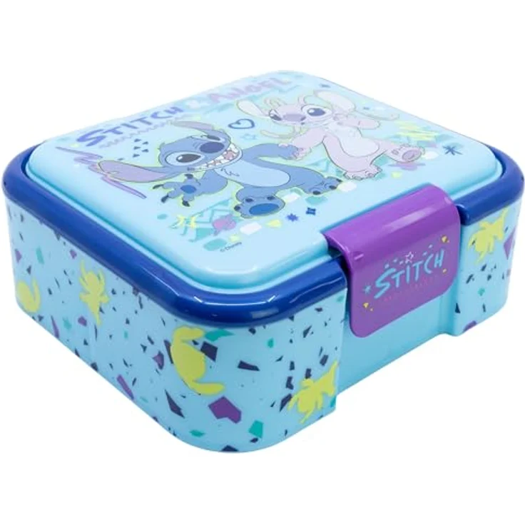 Lilo & Stitch Lunchbox, Kinder Vesperdose mit 3 Fächern, Kunstoff, 18 x 6,2 x 16 cm, für Mädchen ab 3 Jahre – Bild 1