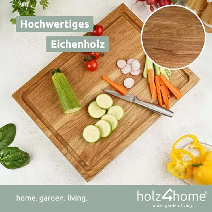 holz4home Schneidebrett Set Alina Aus massiver Eiche in Geschenkbox mit Pflegeutensilien | Handgearbeitet, Schnittfest und Antibakteriell | Echtholz | Massivholz Zum Zubereiten Und Servieren – Bild 4