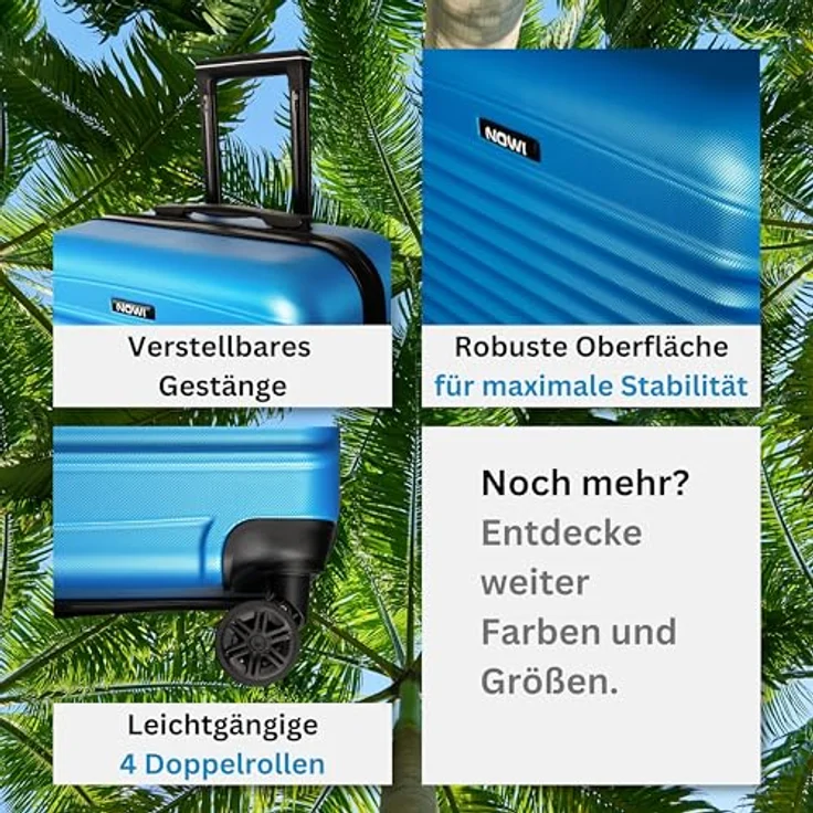 NOWI Las Palmas Koffer L – 59L Ultraleichter Hartschalenkoffer, 8 Rollen 360° drehbar, wasserabweisend, blau – Bild 4