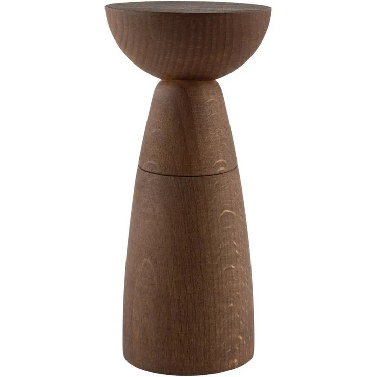 Alessi Oaxaca, manuelle Salz-/Pfeffermühle aus braun getöntem Buchenholz mit universalem Keramikmahlwerk, 16.5 cm hoch