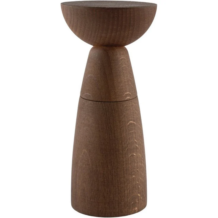 Alessi Oaxaca, manuelle Salz-/Pfeffermühle aus braun getöntem Buchenholz mit universalem Keramikmahlwerk, 16.5 cm hoch