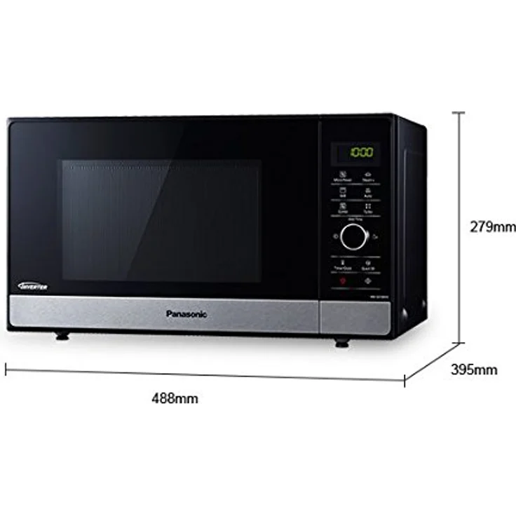 Panasonic NN-GD38HSGTG Mikrowelle mit Grill, Standgerät, 1000 Watt, Dampfgarer, Steamer, Kombi-Mikrowelle, Pizza-Pfanne, 23 Liter Garraum, edelstahl-schwarz – Bild 5