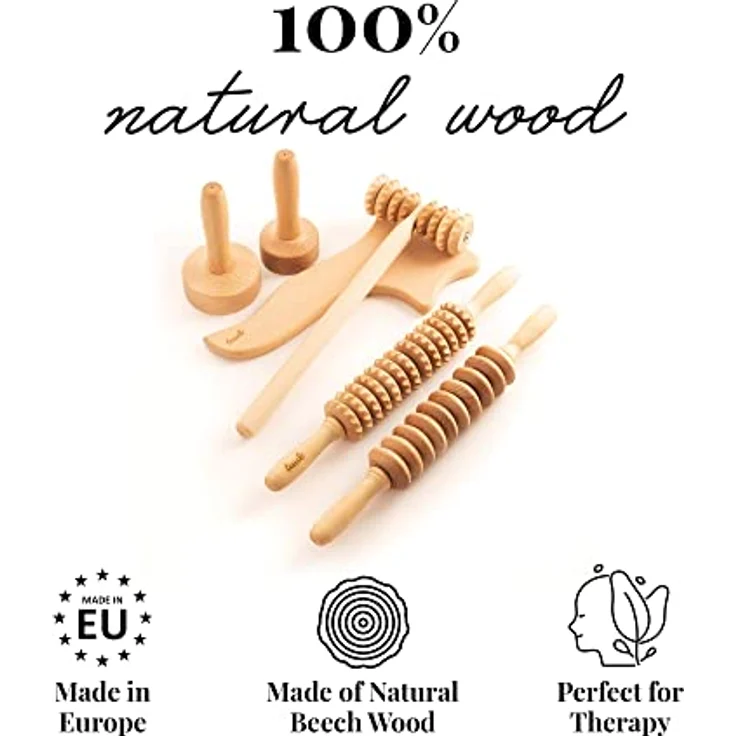 tuuli Accessories Maderotherapie Holz Set Massagegerät Swedische Tasse Massageroller Cellulite Lymphdrainage Gerät – Bild 4