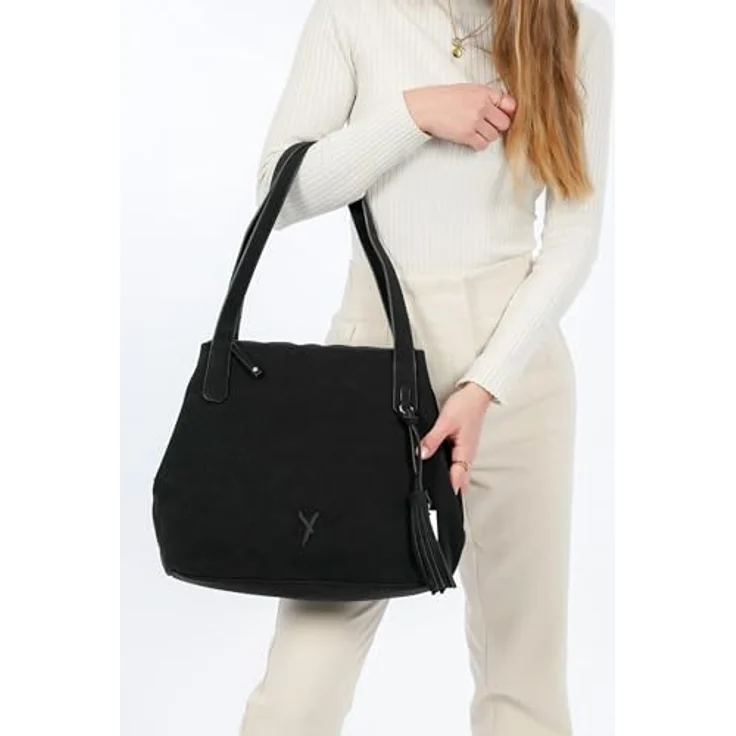 Suri Frey Shopper Romy, Handtasche aus Feinsynthetik mit Reißverschluss, Schwarz, 35 x 31 x 14 cm – Bild 4