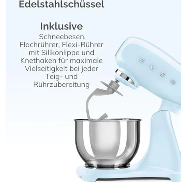 Smeg SMF03PBEU Küchenmaschine mit Direktantrieb, 800W, 4,8 L Edelstahlschüssel, pastellblau, Serie: SMF03 – Bild 6