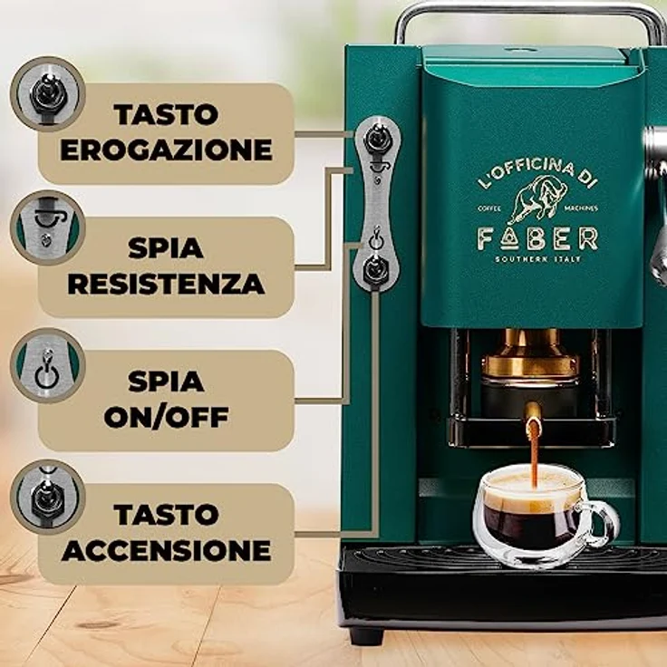 Faber Coffee Machines Pro Deluxe Espressomaschine ESE Pad 44 mm, einfache Reinigung, Tassenwärmer, schnelles Aufheizen, Chrom-Finish – Bild 2