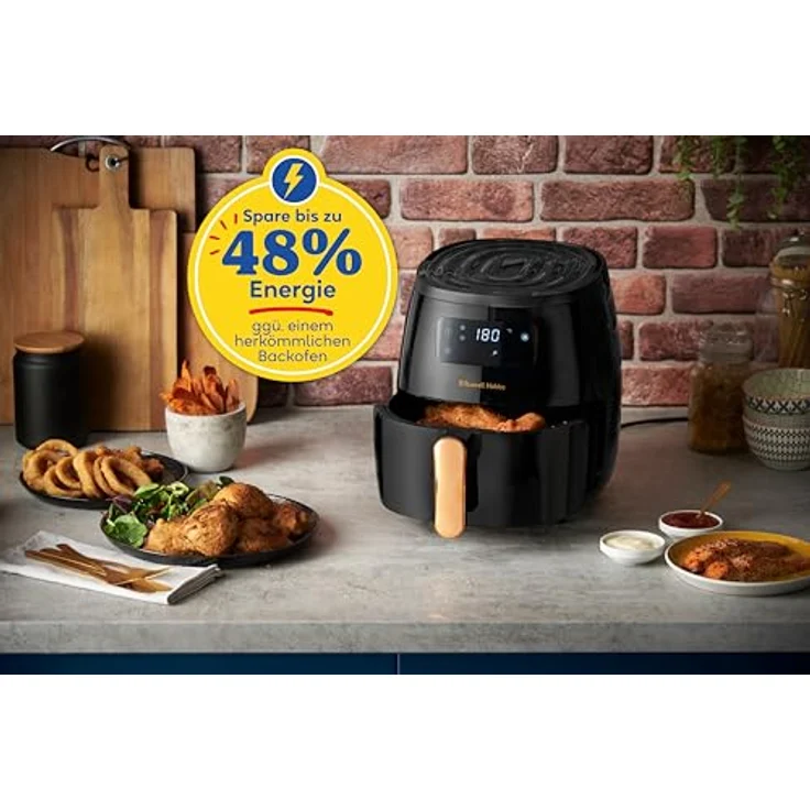 Russell Hobbs 26510-56 SatisFry Air Heißluftfritteuse, ohne Fett, 5 L, 1650 W, Touch-Display, Thermostat bis 200 °C, Kunststoff, schwarz, gold – Bild 2