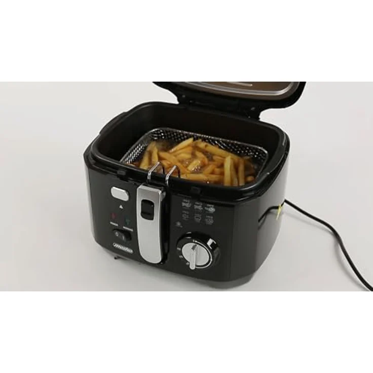 Mesko Fritteuse mit Öl und Filter, 2,5 L Volumen, 1800 Watt, schwarz – Bild 3
