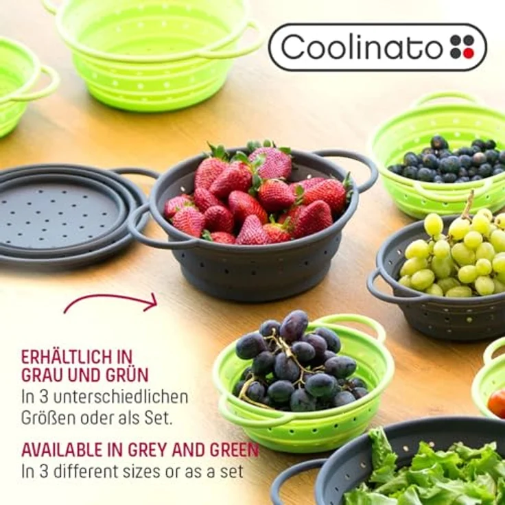 Coolinato faltbares Silikon-Sieb 24 cm rot – Bild 6