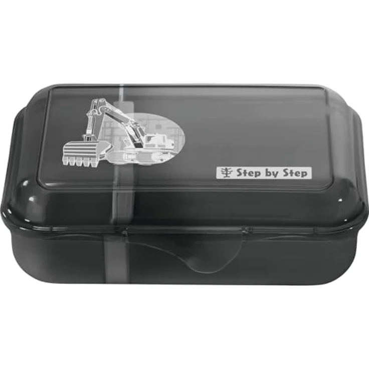Step by Step Lunchbox Bagger Rocco, 900 ml Brotdose mit herausnehmbarem Innenteiler, schwarz – Bild 1