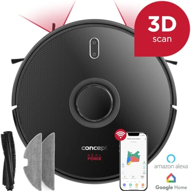 Concept VR3400, Roboterstaubsauger mit Wischmopp 2in1, REAL Force Laser 3D, automatische Teppicherkennung – Bild 2