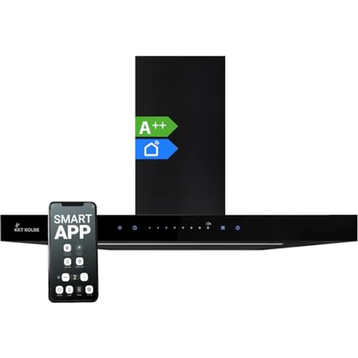 KKT KOLBE Dunstabzugshaube 60 cm | Wandhaube | Umluft | Abluft | WLAN | SensorTouch Bedienung | FLAT6006S, Edelstahl/schwarzes Glas