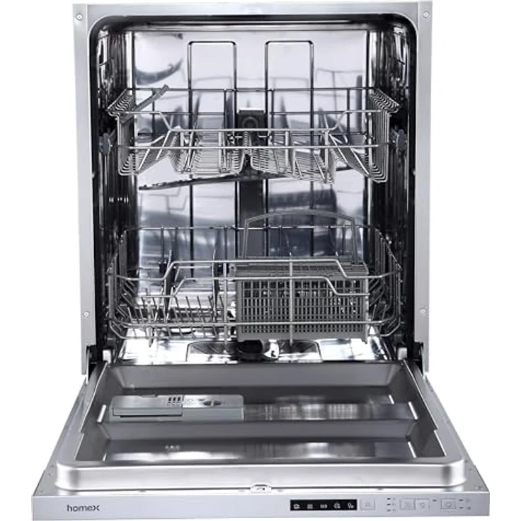 homeX GSEV6014AE Geschirrspüler vollintegriert, 60 cm, 14 Gedecke, 5 Programme, Aquastop, Silber – Bild 1