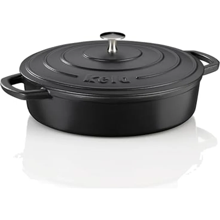 kela Bräter Calido, Ø 28 cm, 3,2 L, Gusseisen, schwarz, rund, Allherdboden, emailliert, hitzebeständig bis 300° C, 12468 – Bild 1